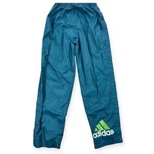 Adidas Tearaway Track Pants Men's Small Teal Snap Button Spell Out Windbreaker